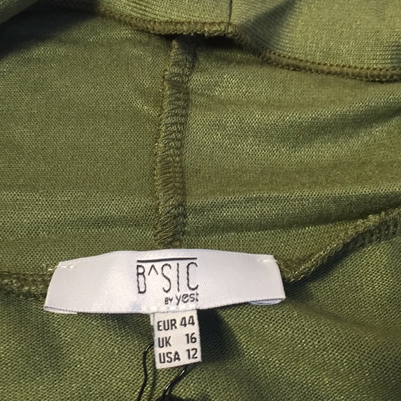 Basic By Yest Yessica Long Olive Green Cardigan Sweater Size 12 - Picture 8 of 15